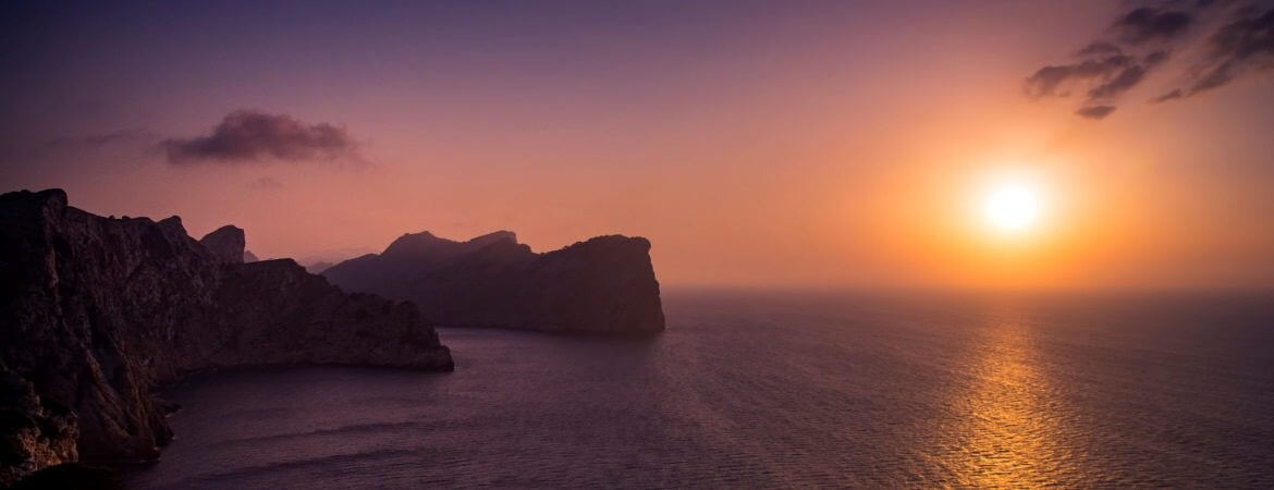 Coucher de soleil à Majorque en Espagne.