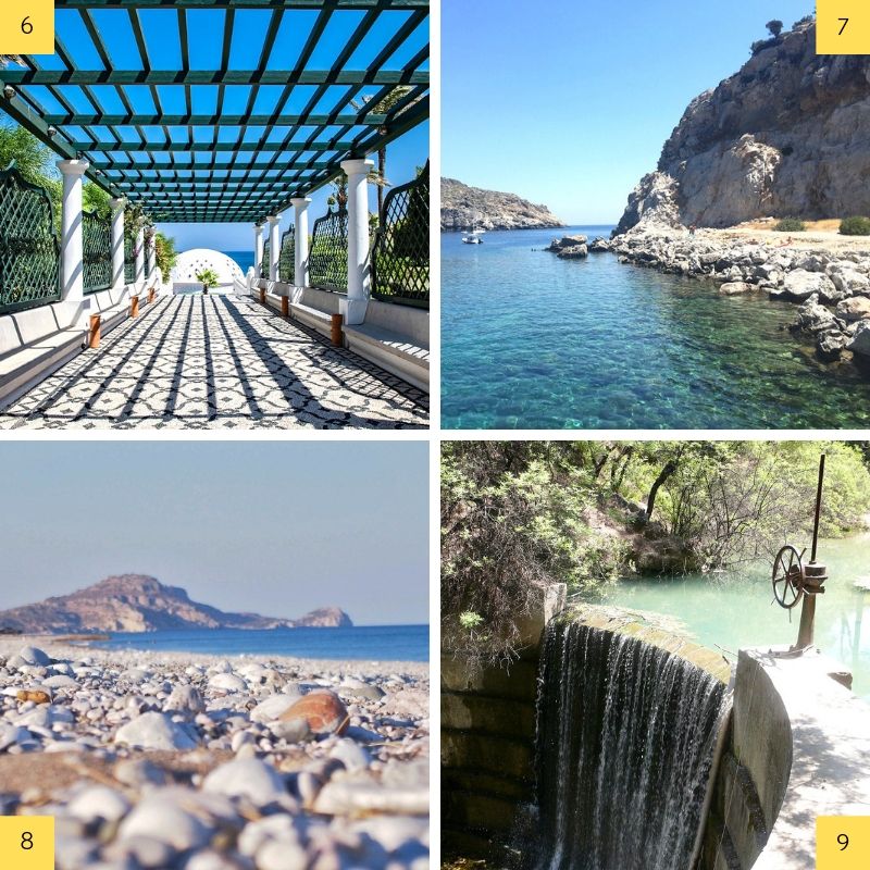 Vues de la côte nord-est de l'île de Rhodes.