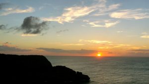 Coucher de soleil sur la Guadeloupe.