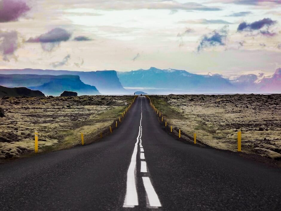 Vue d'une route en Islande.