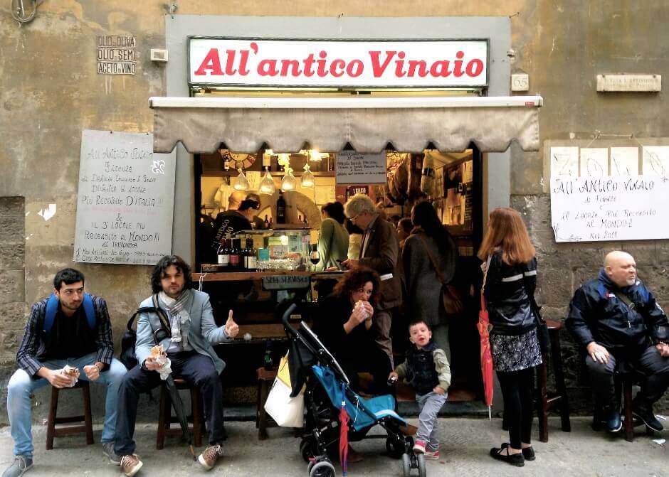 Vue de l'Antico Vinaio à Florence.