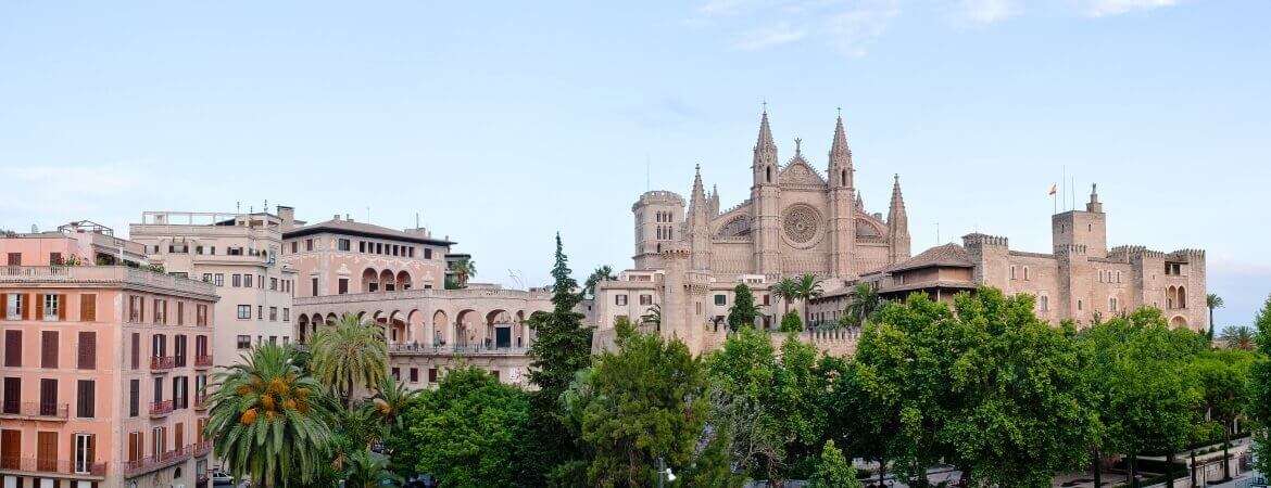 Vue sur la cathédrale de palma de majorque en Espagne.