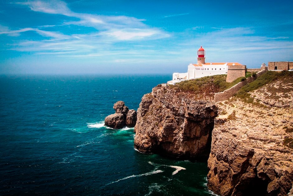 Vue du cap Saint-Vincent au Portugal.