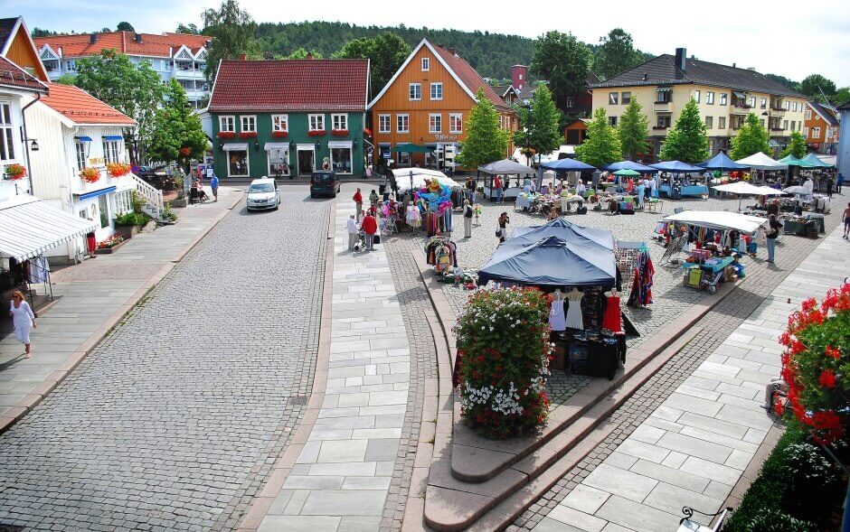 La place centrale de Drøbak, près d'Oslo.