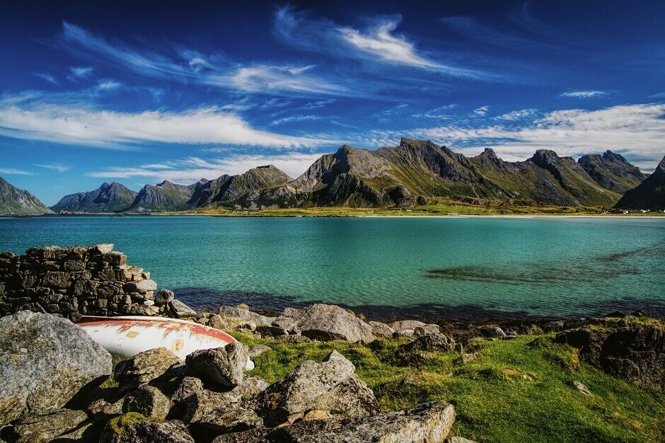 Vue des îles Lofoten en Norvège.