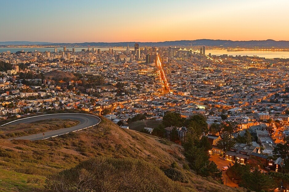 Panorama sur San Francisco depuis les Twin Peaks.