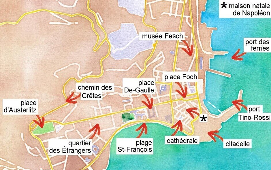 tourist map of ajaccio