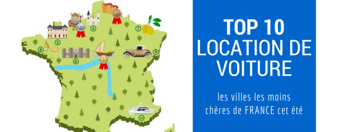 carte des villes les moins cheres de France pour louer une voiture.