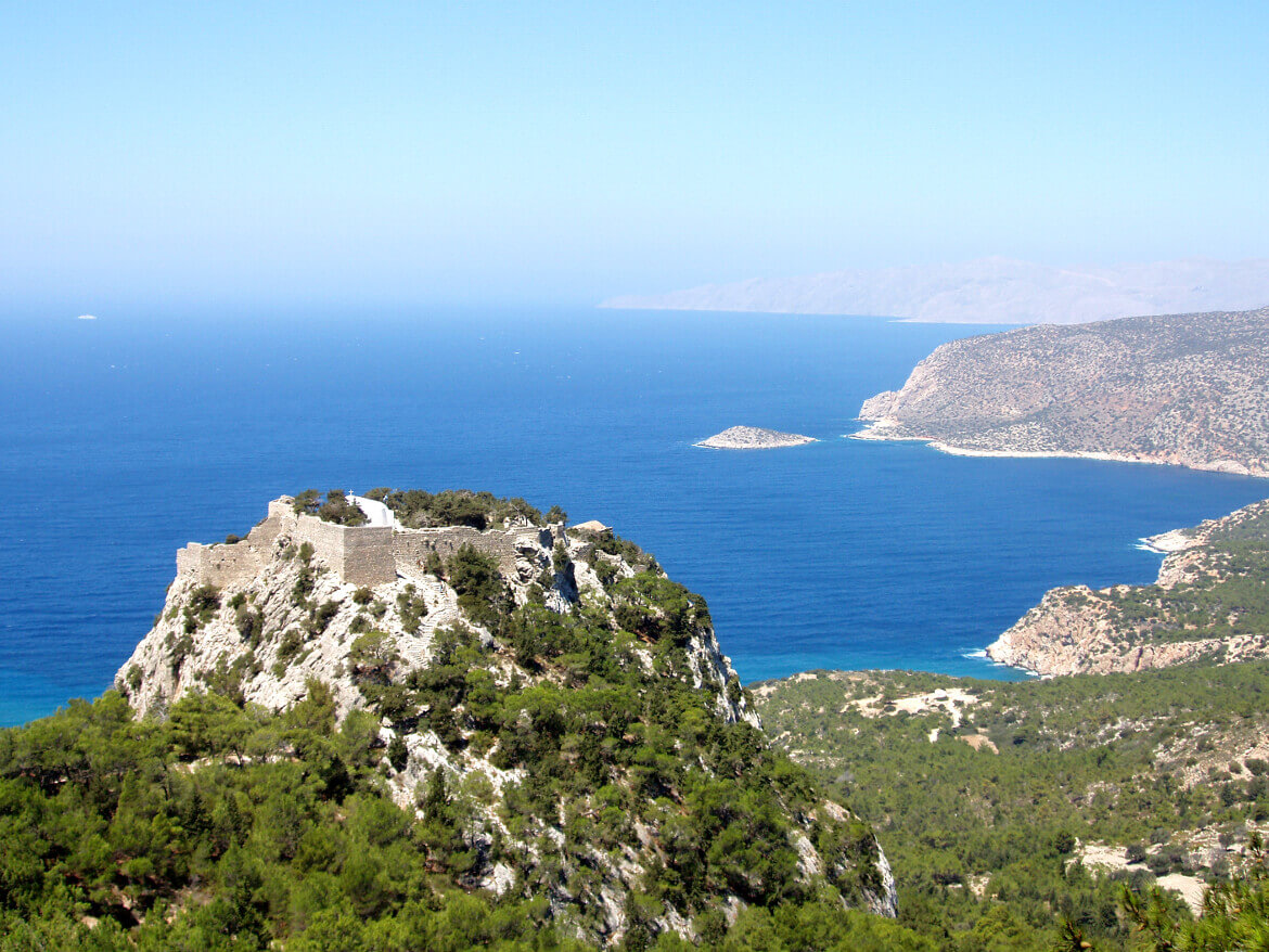 Le château de Monolithos sur l'île de Rhodes.