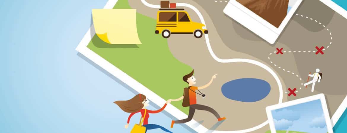 Dessin illustrant un road trip.