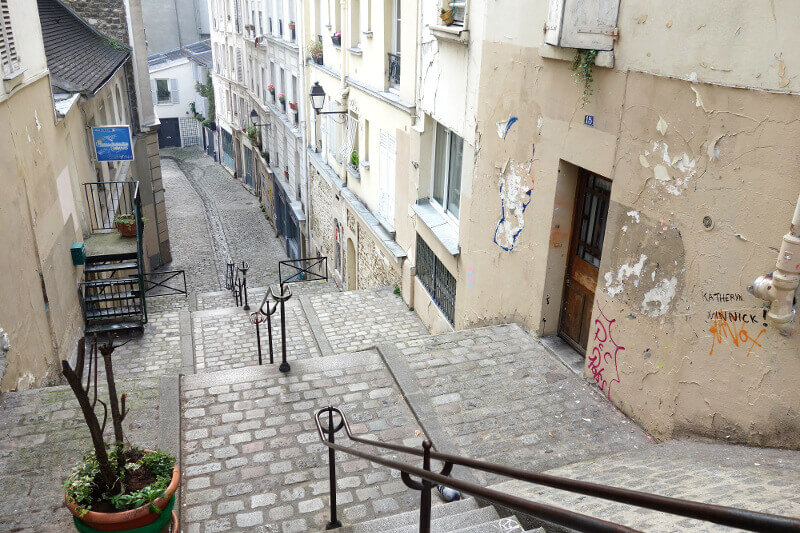 Escaliers à Montmartre, à Paris.