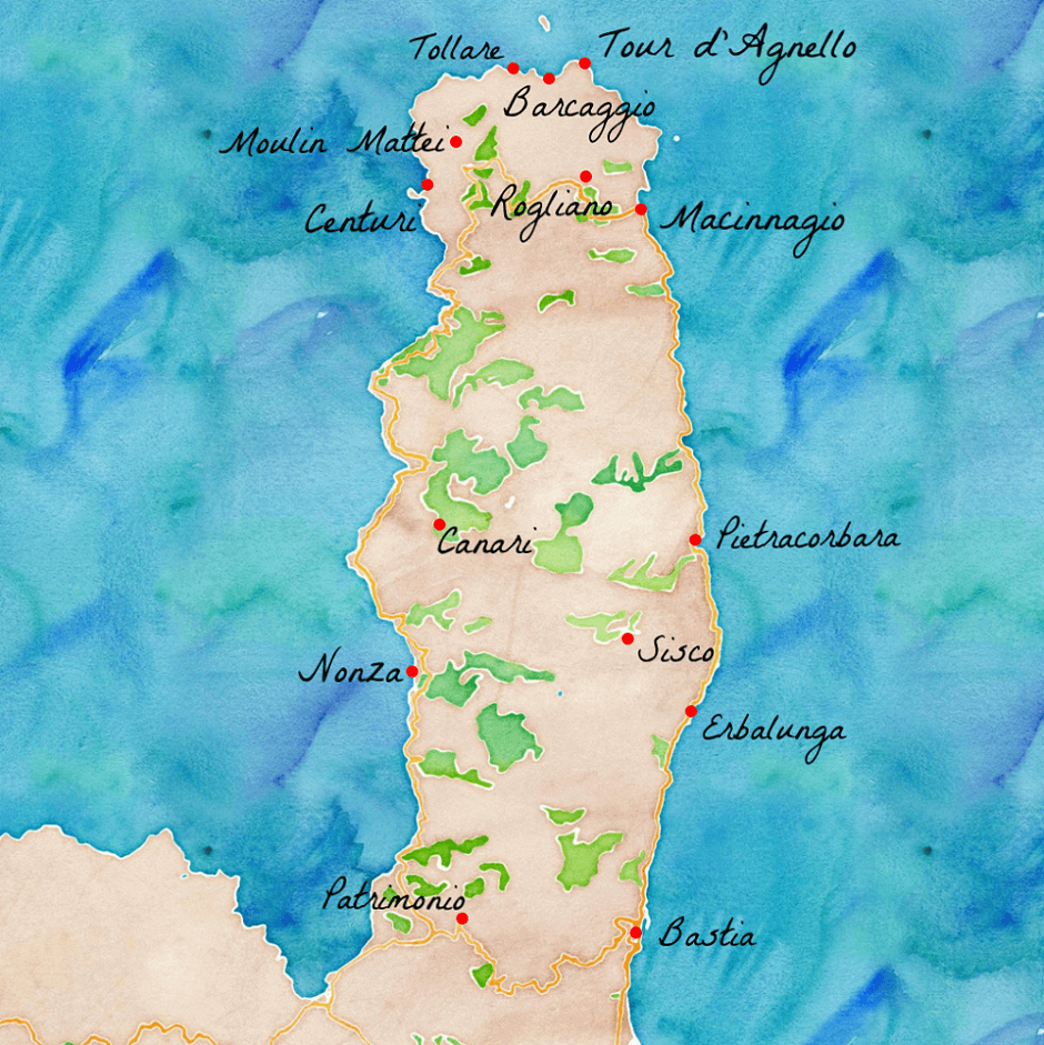 Carte du Cap Corse.