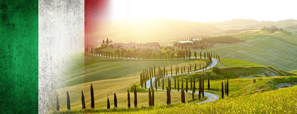 Paysage avec route en Italie.