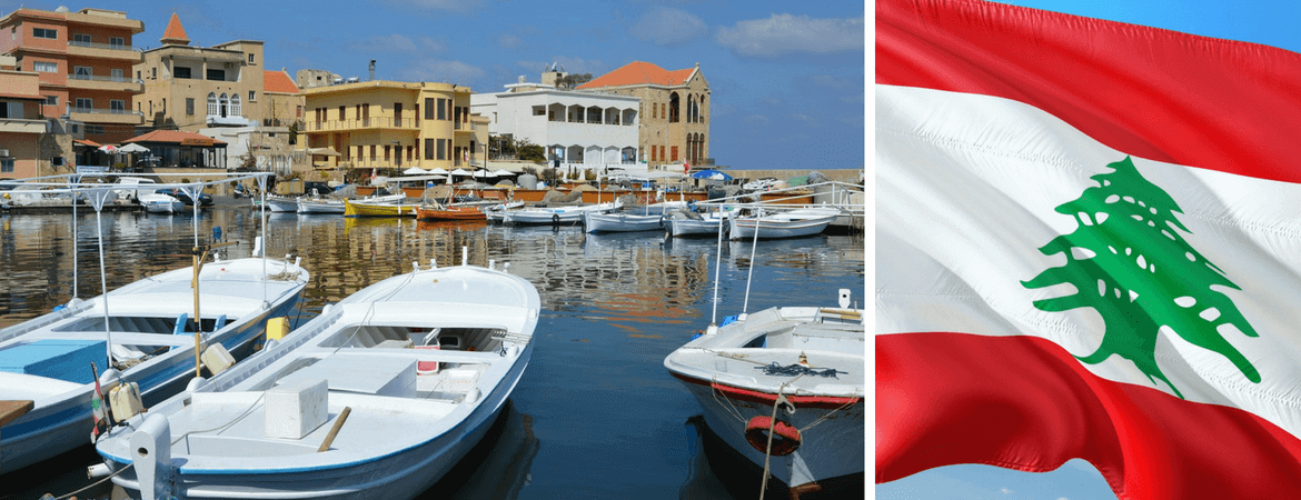 Port et drapeau du Liban.