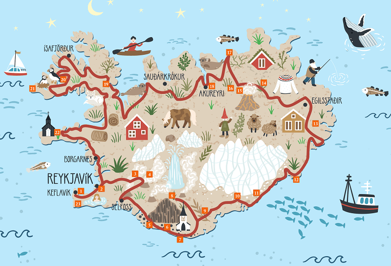 Carte touristique de l'Islande