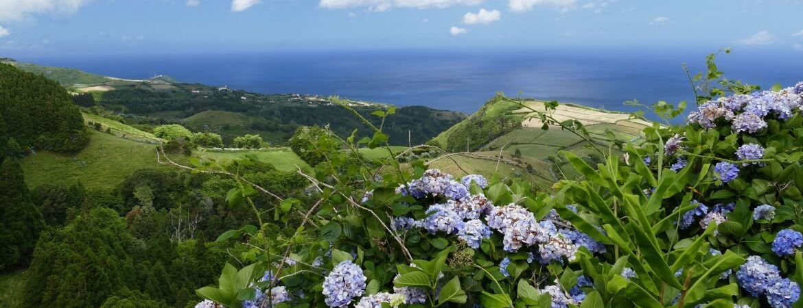 Vue panoramique d'une île des Açores.