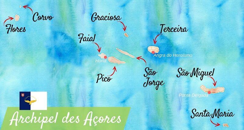 Carte touristique des Açores.